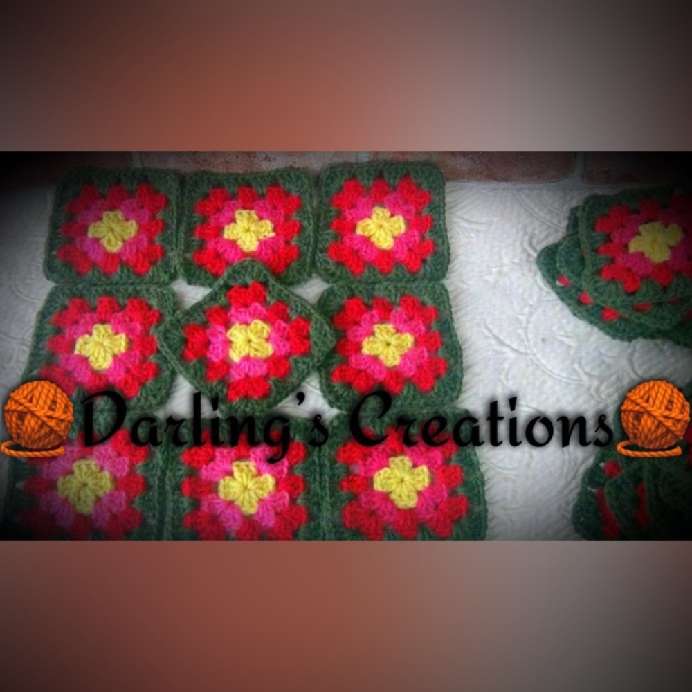 Granny Squares Crocheted Trimmed Handmade 24pcs